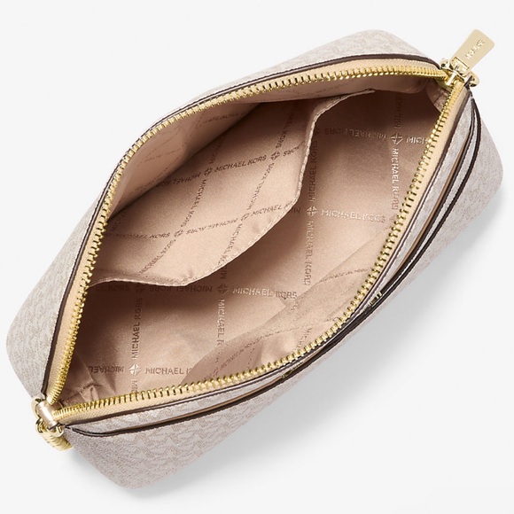 Michael Kors Jet Set Travel Medium Metallic Signature Logo Dome Crossbody NWT - Picture 2 of 16